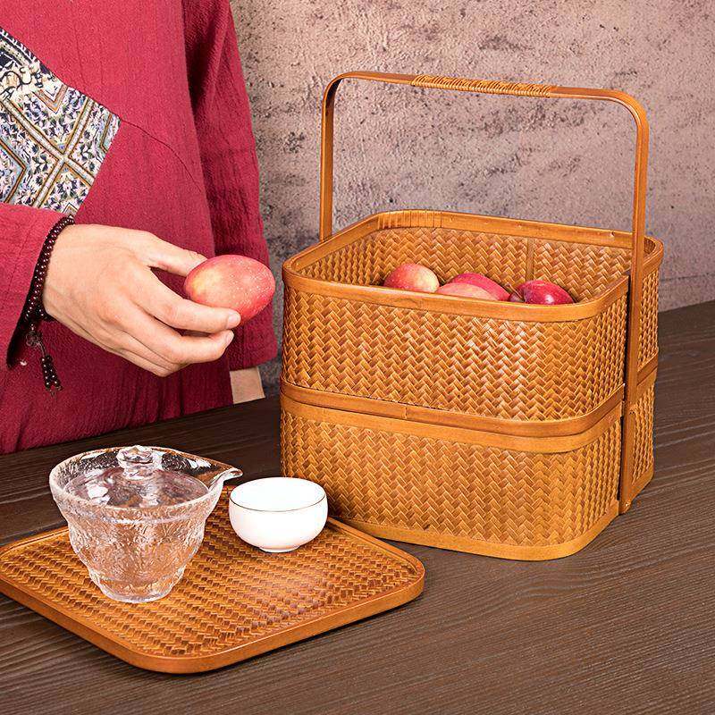 竹编筐日式带盖仿食盒34169中式多层篮便携收纳提功夫茶具古零配,农机/农具/农膜,其它农用工具,淘宝优惠券,粉丝福利购,淘宝优惠卷