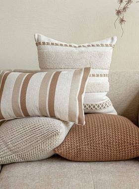 VSW中古板风美拉德抱枕组合靠暖棕焦糖色氛秋日围沙发垫民宿样房