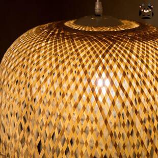 中式994意个性竹编吊灯中式禅意灯具茶餐厅酒灯店民室宿艺创术造