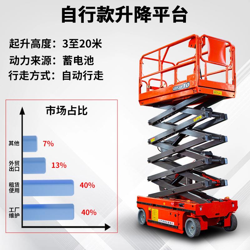 中研电动液压升降平台登升高作业车全自动行走科移动剪叉常规※升