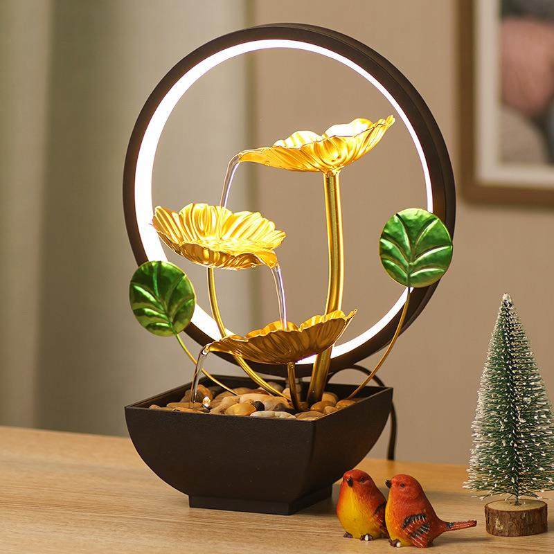 新可灯圈AXS流水摆款件景工喷泉水客厅家居装饰品厂室内摆件