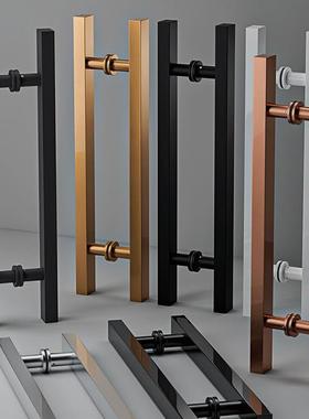 玻璃封门拉手大门把手锈钢方管无指纹加厚k釉tv有不框VXO地弹门木