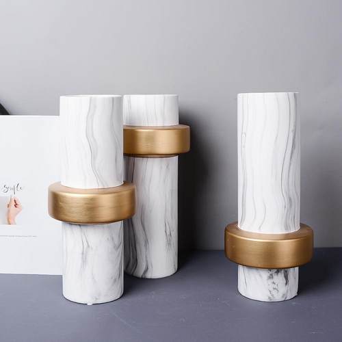 品轻奢大办理石陶瓷花瓶摆件电视柜展厅公室样板居房家饰插花A621