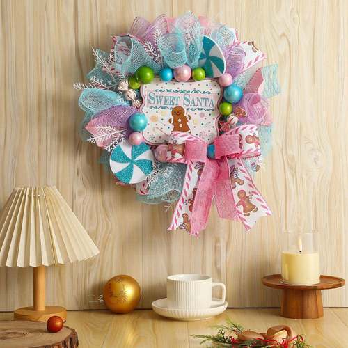 鸿橱2025圣诞花环挂纵饰诞花圈门挂窗装饰场景布置圣DLL诞节装饰