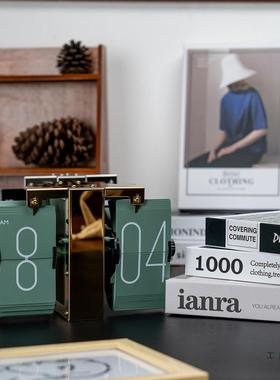 北欧复面古翻页F98MH988时钟客厅桌机座钟简约轻奢墙壁小挂动钟自