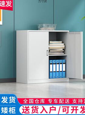 办公室皮加厚铁文件柜桌下矮柜资料柜带家锁抽屉用储VLE物带柜工