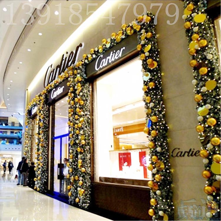 圣诞藤条2.7米圣诞树装饰橱窗门挂花环藤条套餐商场酒店场景布置
