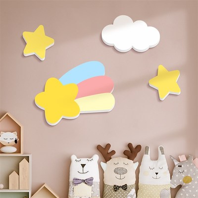 儿童房间布置装饰公主风卧室墙面装饰云朵星星遮丑可爱贴纸墙贴