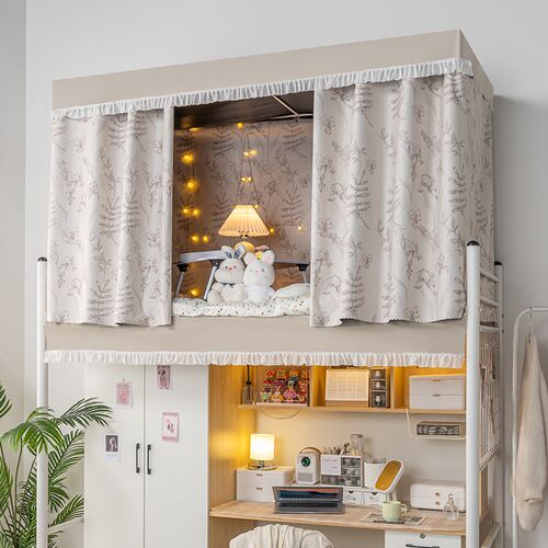 大学生宿舍床帘上铺强遮光下铺加厚遮挡布帘子男女桌帘简约公主风