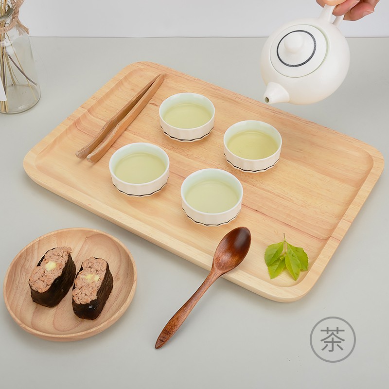 木质托盘日式橡胶木长方形圆盘方型家用餐厅酒店木盘果盘茶盘盘子