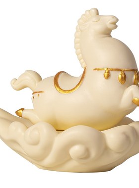 新中式天马行空陶瓷摆件招财生肖马德化白瓷工艺品办公室桌面装饰
