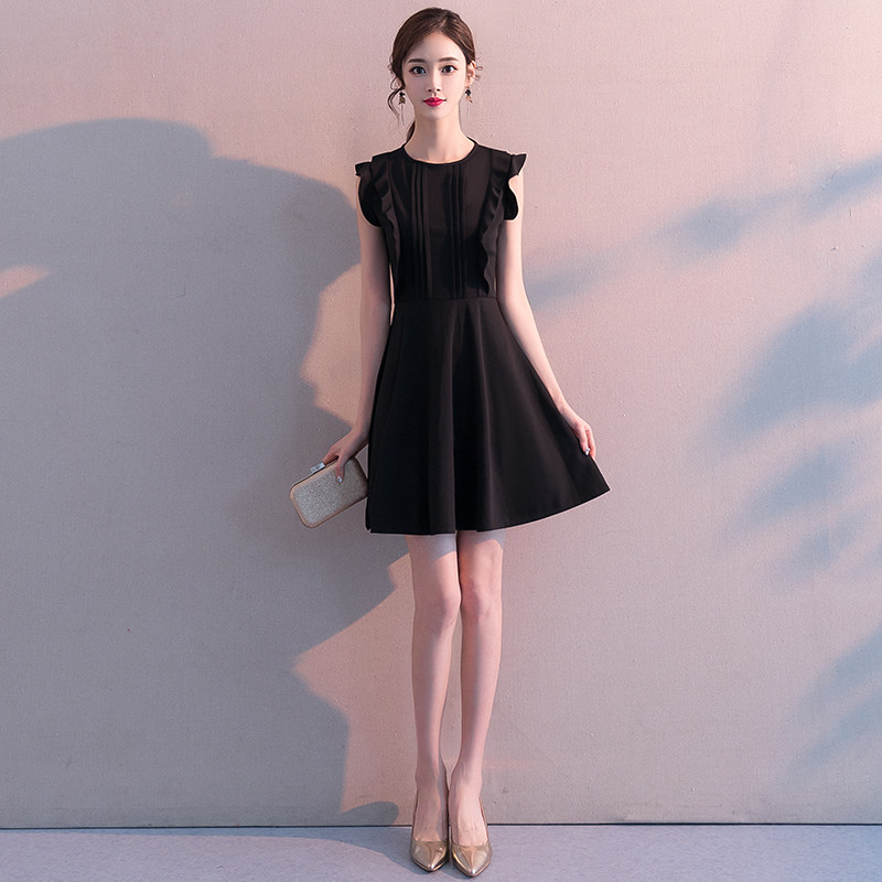 黑色小礼服2021新款短款气质名媛生日宴会晚礼服连衣裙女平时可穿