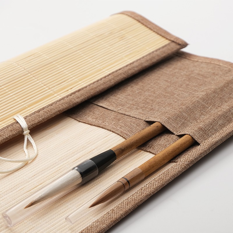 日式简约便携水彩笔笔帘毛笔笔帘大容量笔帘卷笔袋毛笔收纳保护袋