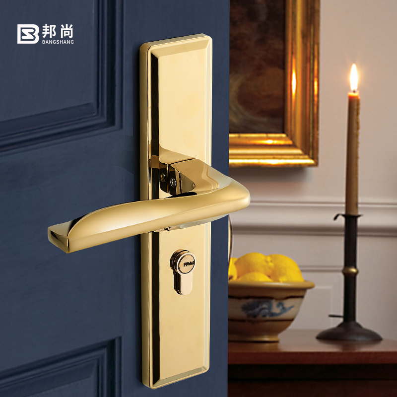 意大利邦尚门锁室内卧室房门锁美式黑色卫生间实木门把手静音门锁