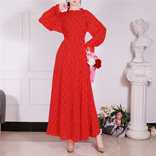 夏季连衣裙2021年秋季新款雪纺长袖大码宽松长裙超长款到脚踝胖mm