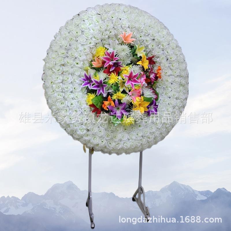 殡仪馆花圈不锈钢铁架花圈仿真绢花花环出租花圈殡葬用品