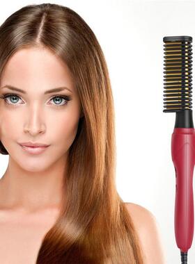 新款直发梳干湿两用卷发刘海造型梳红色绿色合金梳卷发器