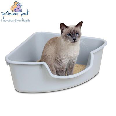 SmartCat大号开放式塑料三角猫砂盆澡盆墙角猫厕所月销1