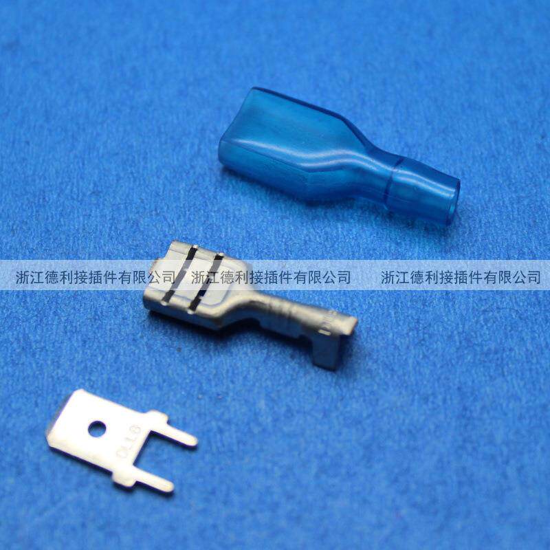 直销6.3连接器250大端子插簧镀锡连接器插簧+护套+插片