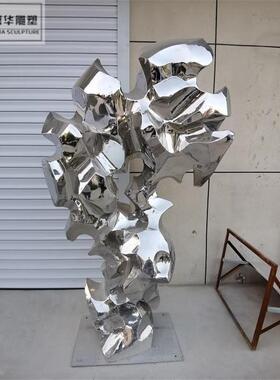 钢不锈石钢太湖雕塑水玻璃电镀亮面假山石头景75479酒店售楼处摆