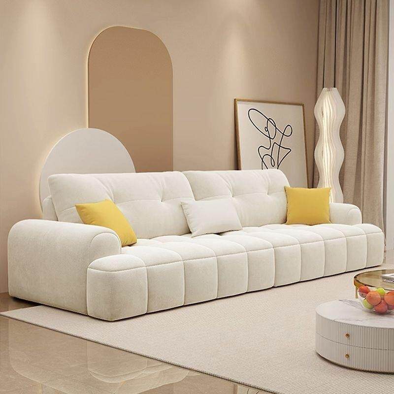 奶油意风BIH泡芙灯芯绒云户朵沙发小型客厅式极简拼色块豆腐现代