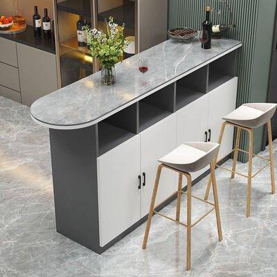 家用客厅台隔吧断柜关岛台岩板钉高脚桌餐厅BVK边靠墙木板制长玄