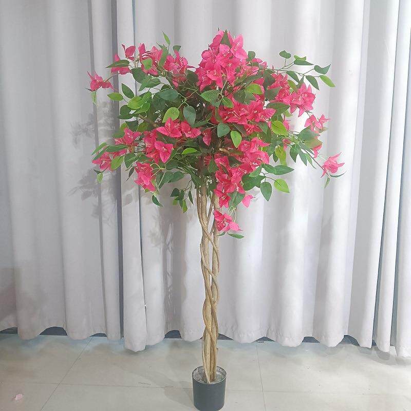 仿真三角绿植假花树家布居客311铺厅商场店橱窗婚礼置落地装饰摆