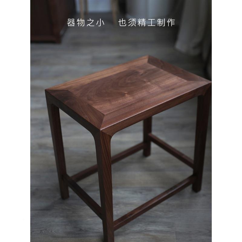 墨兰新中式实木凳子化妆用凳休黑ML-YSD-0胡桃木梳妆凳家形餐凳闲
