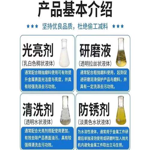 ?振动研磨机金光亮剂磨液清研抛洗光液清洗剂研不属锈钢震动磨料