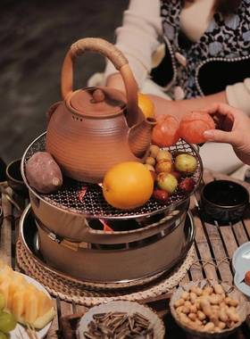 复古围炉煮罐罐茶煮茶器陶侧把壶A00658壶粗陶泡瓷茶壶古茶茶法煮