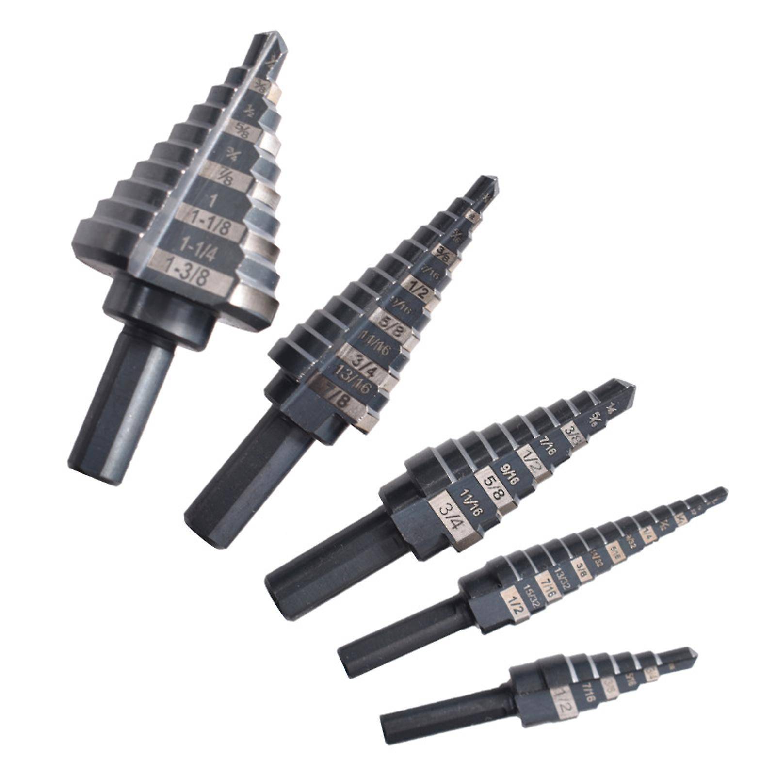 制241高速21808钢英阶梯4钻5件套铝盒宝塔钻头金属孔用三开角柄开