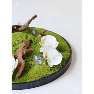 中观式永生苔藓造WUV景装花艺酒店大圆新桌饰餐桌绿植微景桌面摆