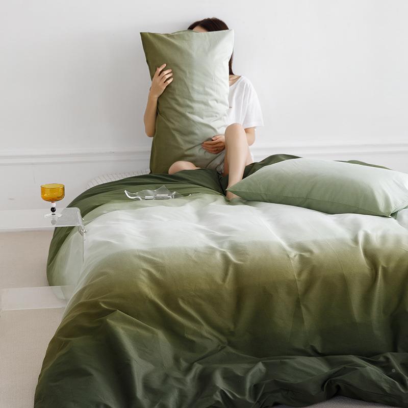 渐变色40件支全棉件套纯棉被套202四简约床795单被罩南通床上三5