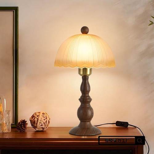 中古风玻璃台美式复IEU古卧奢室灯房床书头台灯装饰轻小夜灯氛围