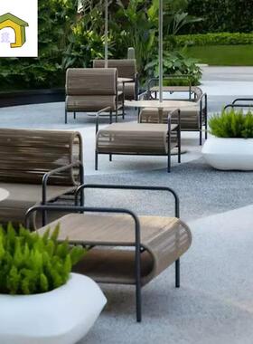 户HNL藤编沙发庭外院部阳台休闲露台墅售楼设计师花园防晒防潮别