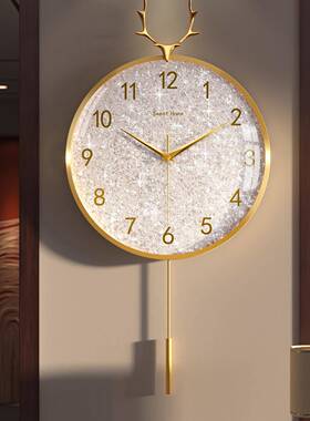 奢风表钟挂钟客厅2025新款AVI现代轻简约大气挂墙电波家钟用时钟