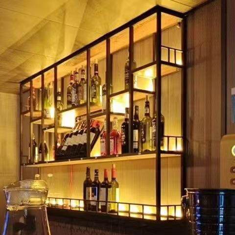 酒台柜靠墙壁挂式置多型号物酒架吧铁艺展示架餐厅吧红酒架子红酒