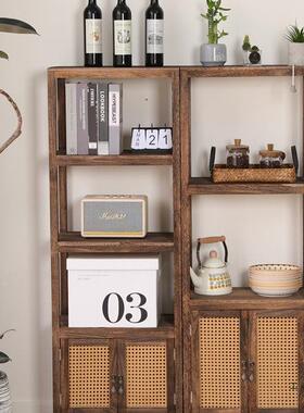 美柜式酒餐储边客厅展示柜实木复古防尘书柜物新AQJ中式靠柜墙陈