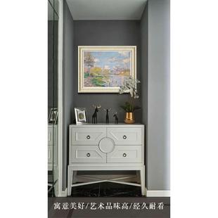 饰美式 风景油画玄关装 厅客厅餐高 画欧式 塞纳画河之挂春莫奈229版