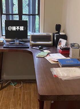 木转角实板L型QCH桌板实木板拐角书桌升降电脑桌黑桌胡面桃木板定