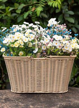 自行车篮单车车前置筐复古藤车篓提可手篮子自行XY-SL-00筐车骑编