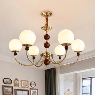 美式 中古大379气厅客实木灯南洋古风魔豆餐厅卧室房灯 复吊灯法式