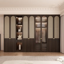 侘寂复古enf级环保衣柜带玻璃门卧室实木家用欧松板整体衣橱定制