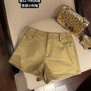 美式街头金色超A百搭短裤日常休闲气质显瘦夏季直筒裤子