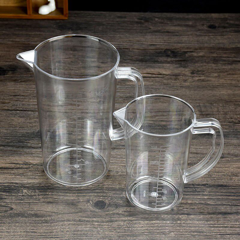 包邮PC摔不破塑料量杯刻度杯量水杯透明溶液杯亚克力容量杯带刻度