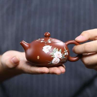 汉唐宜兴紫砂壶彩绘原矿大红袍茶壶泡茶家用紫砂功夫茶具送礼单壶