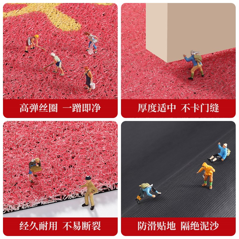 喜乐入户门丝圈地垫2024耐脏门垫大门进门地毯家用防滑蹭土脚垫子