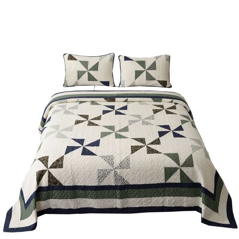 美版手工拼接床盖三件套特大绗缝被加大炕单铺盖空调被夹棉床单