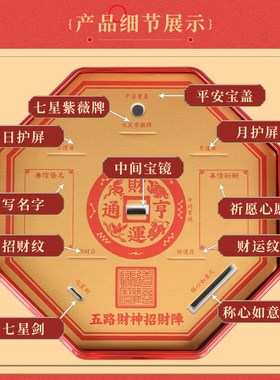 2025本命年拜斗阵五路财神金榜题名八卦拜斗阵客厅摆件
