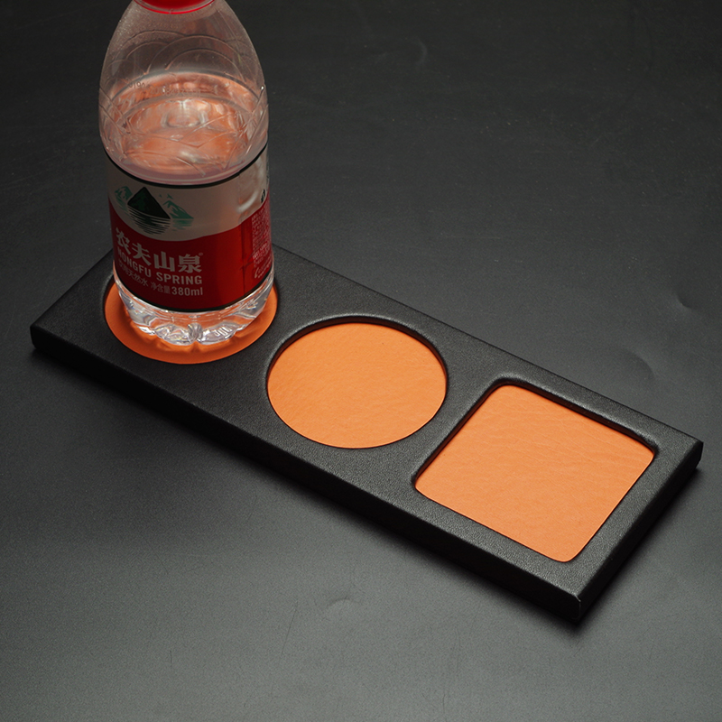 PU皮质会议夹 写字垫板夹会议记录文件夹定制磁性桌垫茶杯托套装